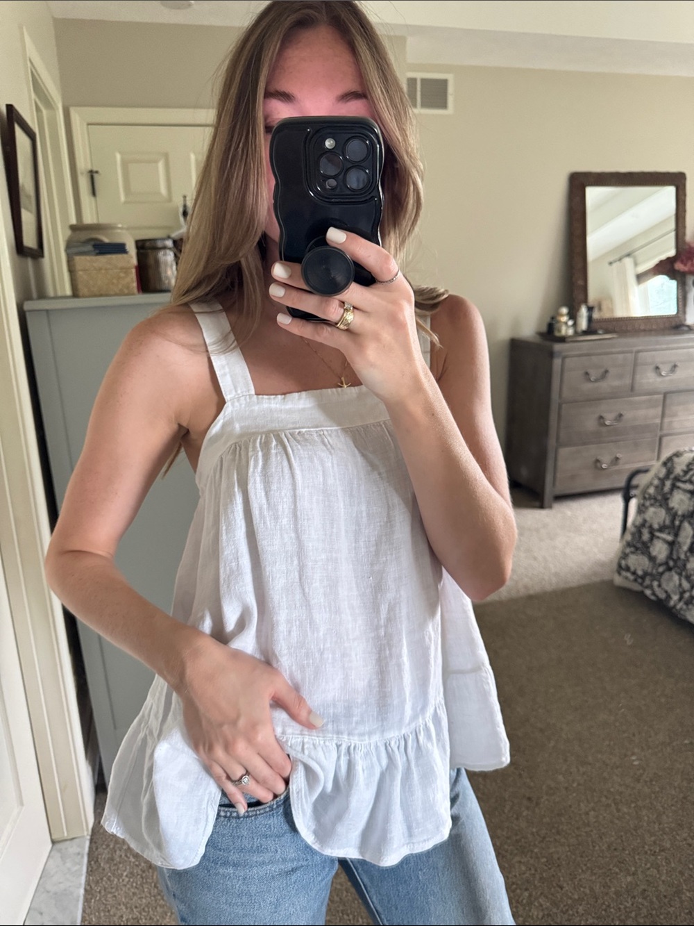 Italian Made 100% Linen White Tank Top